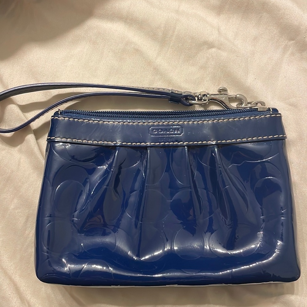 Small Blue Coach Wristlet.